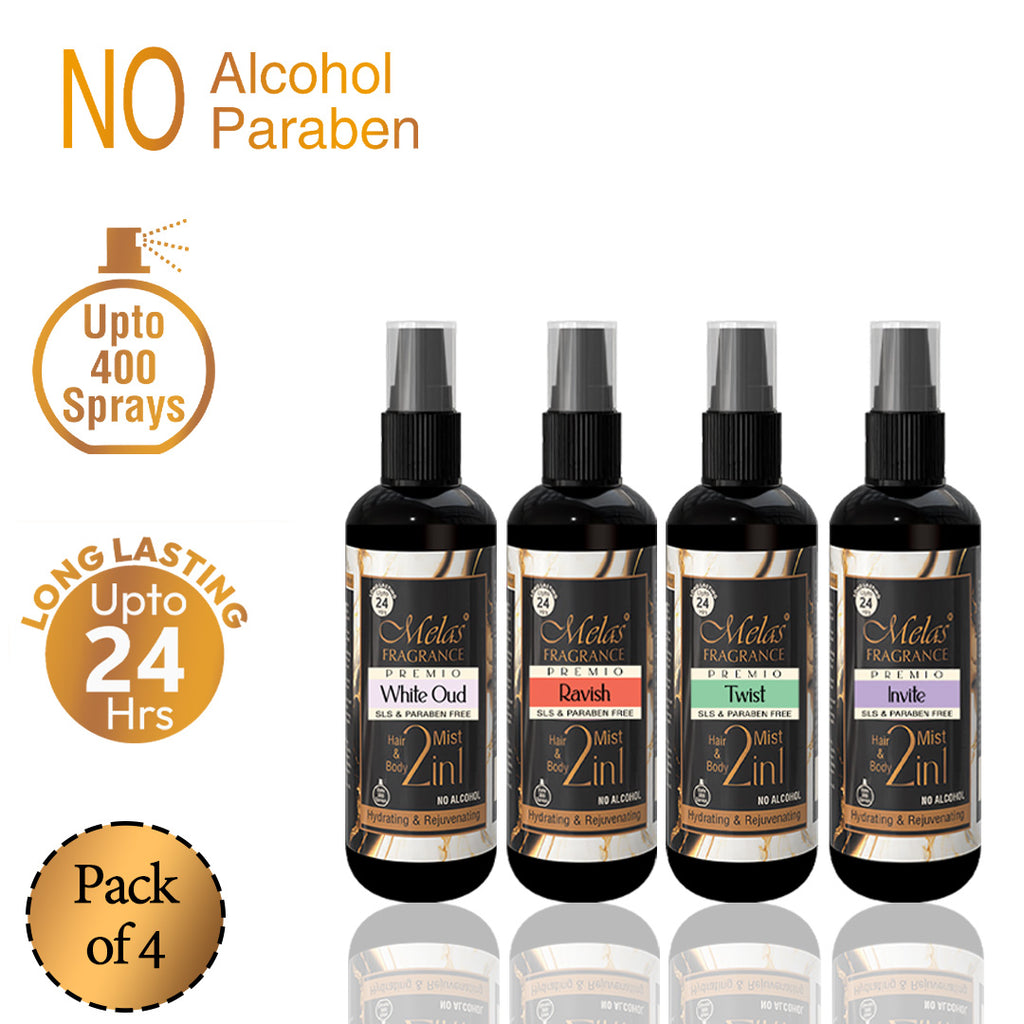 2 in 1 Set of 4 Perfume Body & Hair Mist