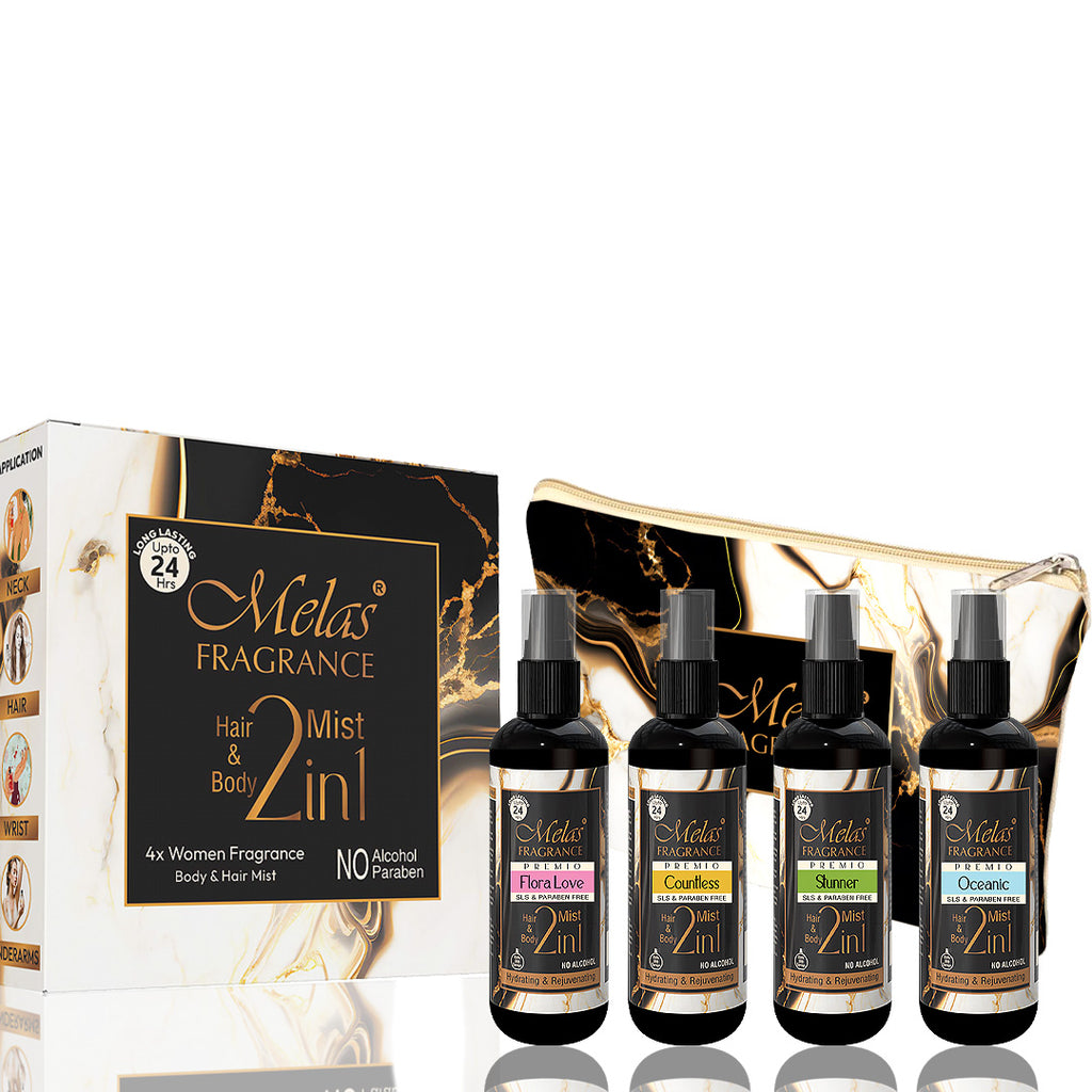 2 in 1 Set of 4 Perfume Body & Hair Mist