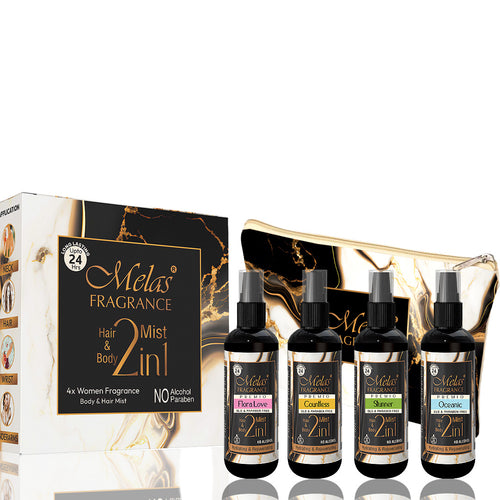 2 in 1 Set of 4 Perfume Body & Hair Mist