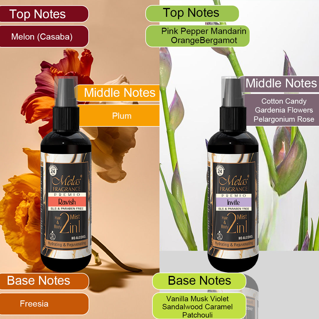 2 in 1 Set of 4 Perfume Body & Hair Mist