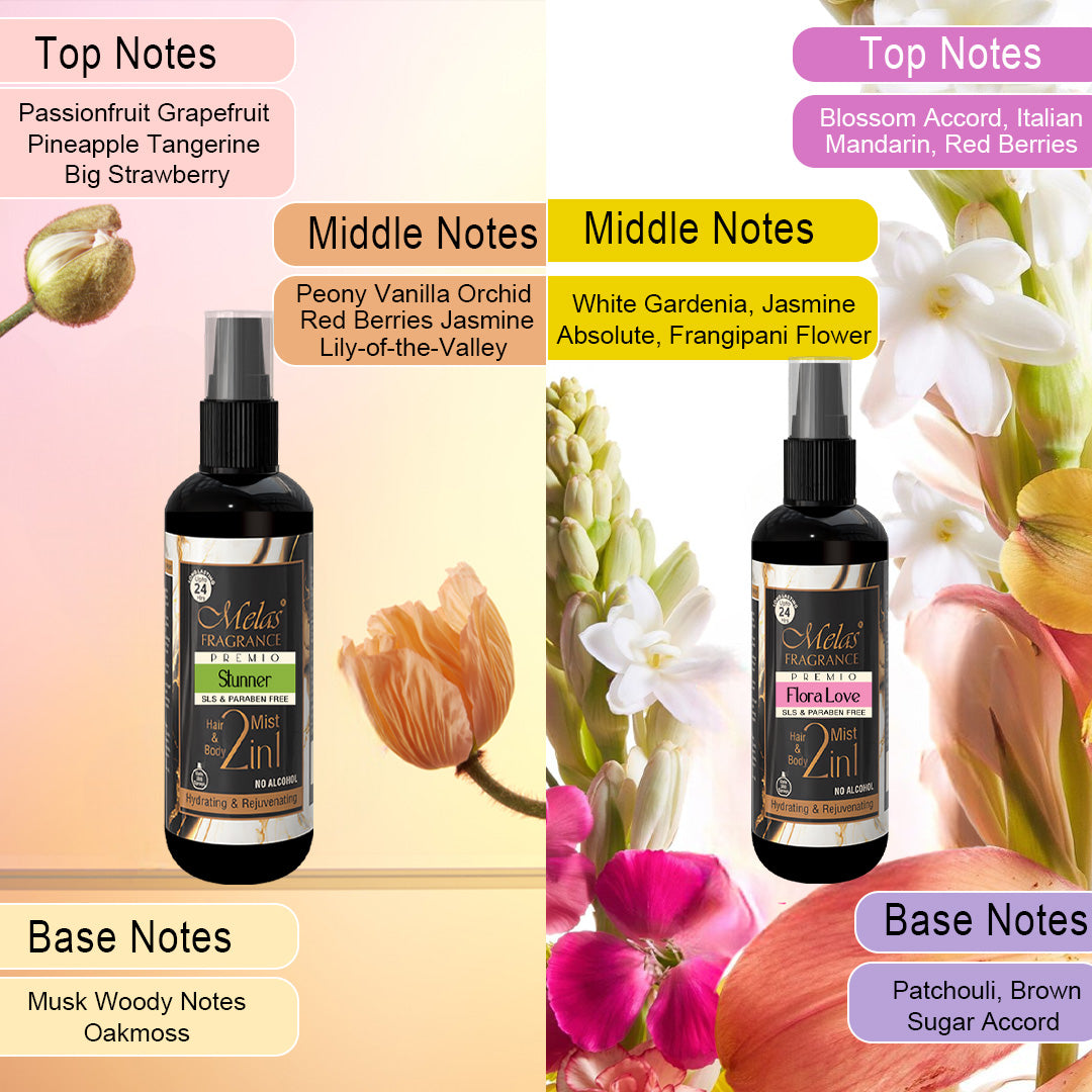 2 in 1 Set of 4 Perfume Body & Hair Mist