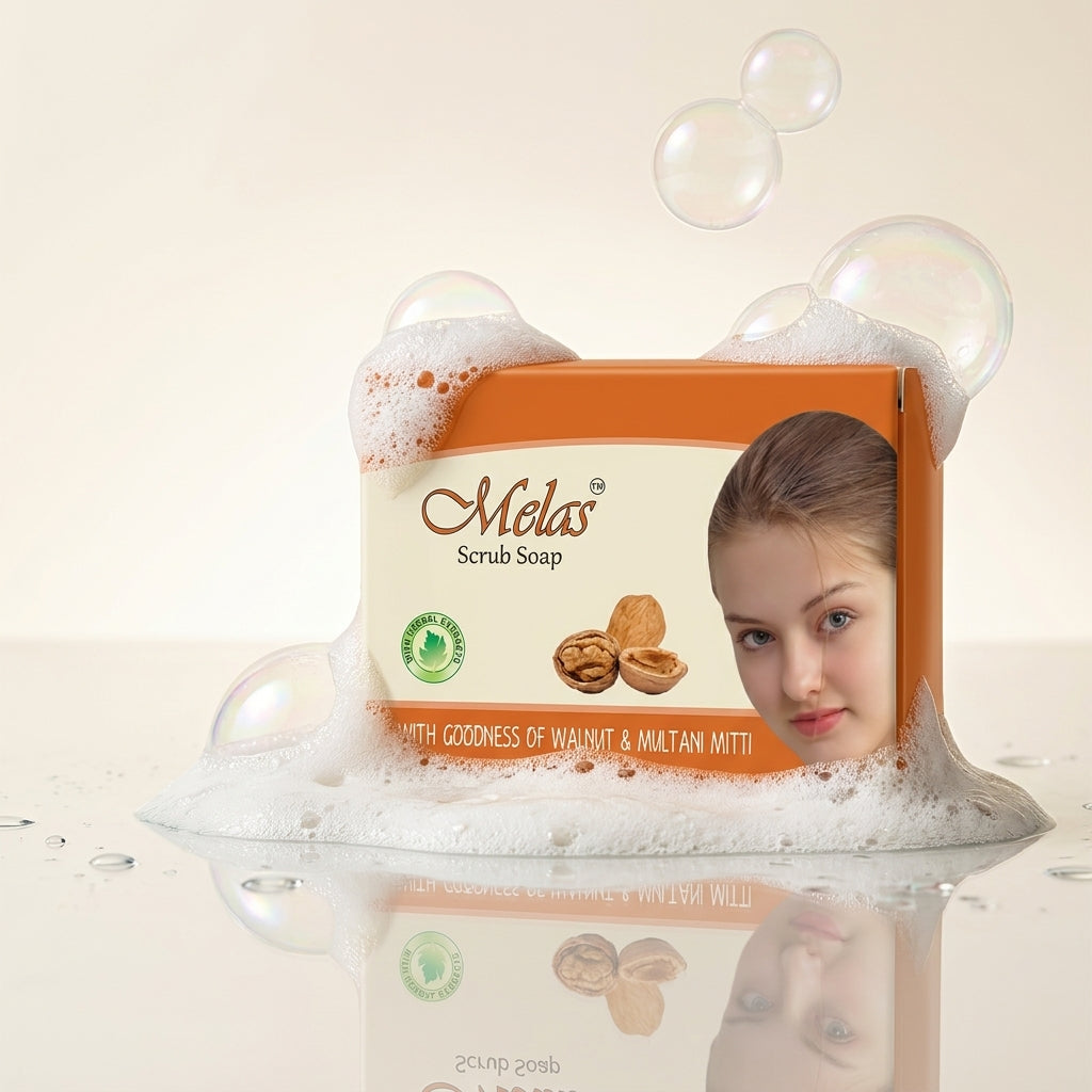 Scrub Soap Natural Multani Mitti & Walnut Soap (Pack of 8 )