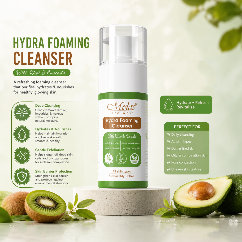 Melas Hydra Foaming Face Cleanser with Kiwi & Avocado